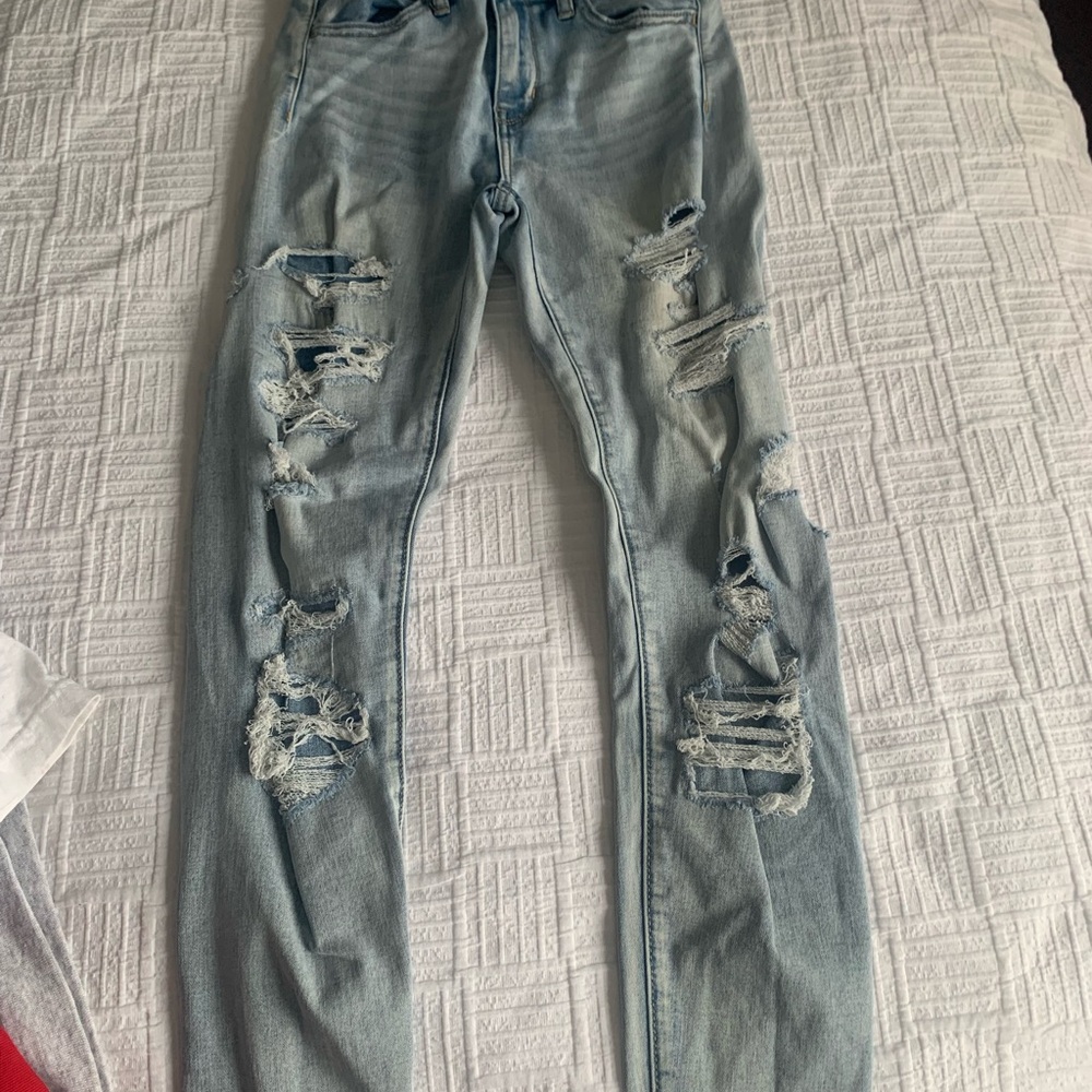American Eagle Outfitters Blue Distressed Skinny Jeans